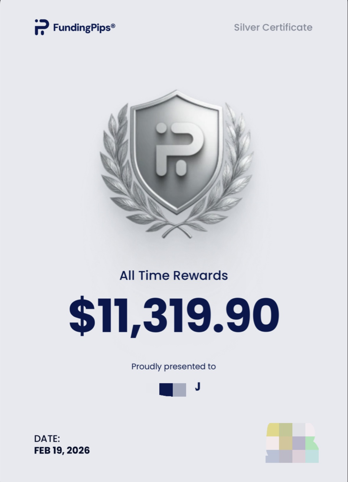 FundingPips silver certificate of all time rewards
